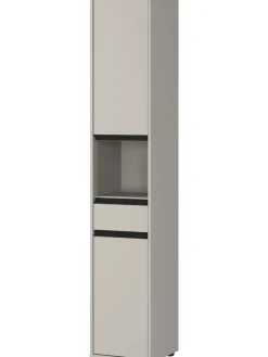KADIMA DESIGN Badezimmermöbel<Hochschrank HAMBURG Soft-Close Badschrank schmal Badregal in Steingrau