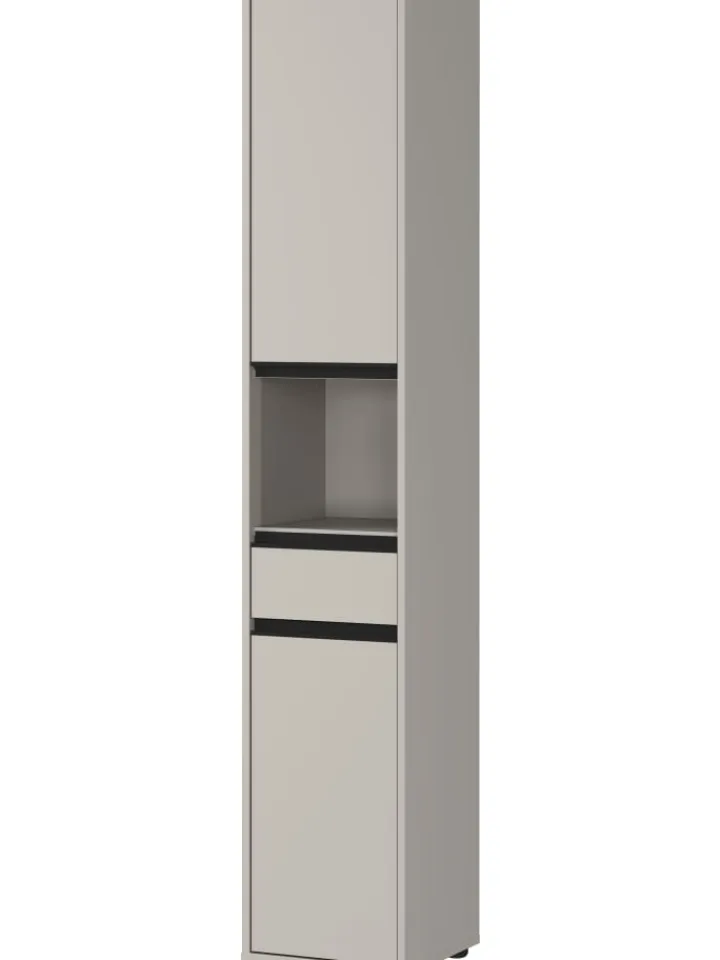 KADIMA DESIGN Badezimmermöbel<Hochschrank HAMBURG Soft-Close Badschrank schmal Badregal in Steingrau