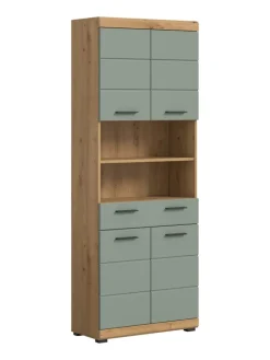 xonox.home Badmöbel|Badezimmermöbel<Hochschrank in Artisan Eiche/Salbei - (B) 74 x (H) 191 x (T) 31