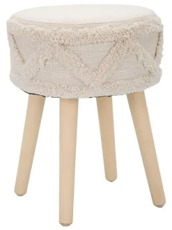 Mauro Ferretti Sitzmöbel<Hocker "Damasco" in Creme - (H)41 x Ø 32 cm