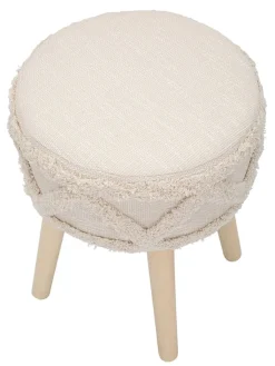 Mauro Ferretti Sitzmöbel<Hocker "Damasco" in Creme - (H)41 x Ø 32 cm
