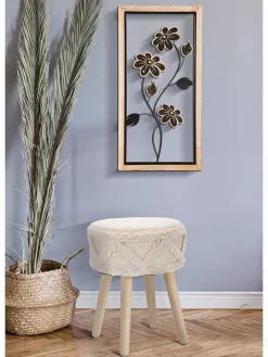 Mauro Ferretti Sitzmöbel<Hocker "Damasco" in Creme - (H)41 x Ø 32 cm