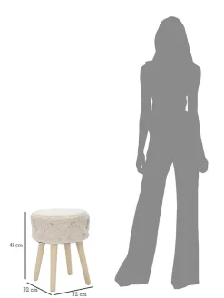 Mauro Ferretti Sitzmöbel<Hocker "Damasco" in Creme - (H)41 x Ø 32 cm