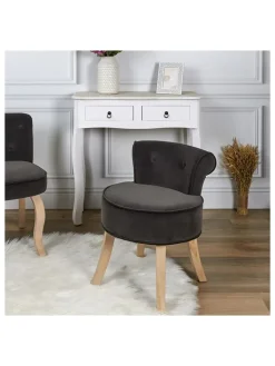 Rétro Chic Sitzmöbel<Hocker "Eleonor" in Anthrazit - (B)49 x (H)58 x (T)47 cm