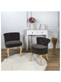 Rétro Chic Sitzmöbel<Hocker "Eleonor" in Anthrazit - (B)49 x (H)58 x (T)47 cm