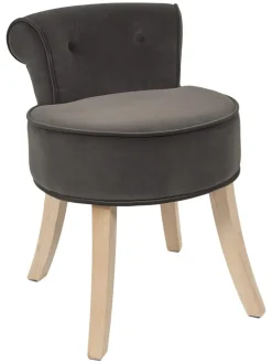 Rétro Chic Sitzmöbel<Hocker "Eleonor" in Anthrazit - (B)49 x (H)58 x (T)47 cm