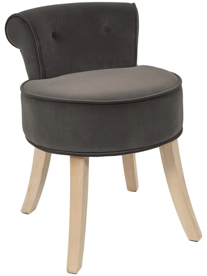 Rétro Chic Sitzmöbel<Hocker "Eleonor" in Anthrazit - (B)49 x (H)58 x (T)47 cm