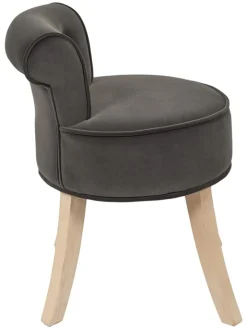 Rétro Chic Sitzmöbel<Hocker "Eleonor" in Anthrazit - (B)49 x (H)58 x (T)47 cm