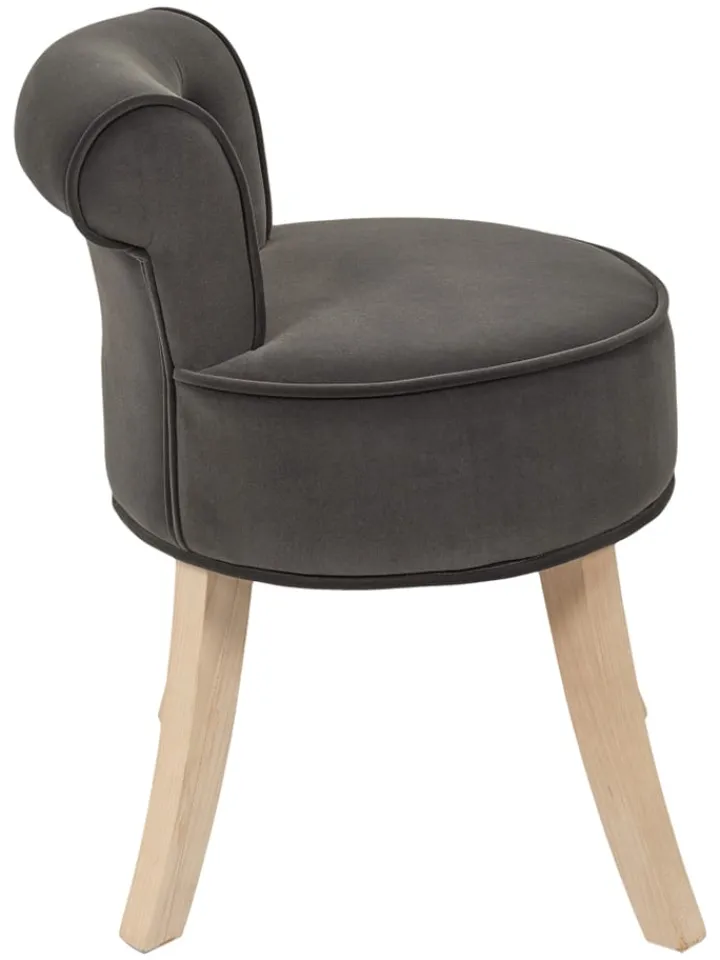 Rétro Chic Sitzmöbel<Hocker "Eleonor" in Anthrazit - (B)49 x (H)58 x (T)47 cm