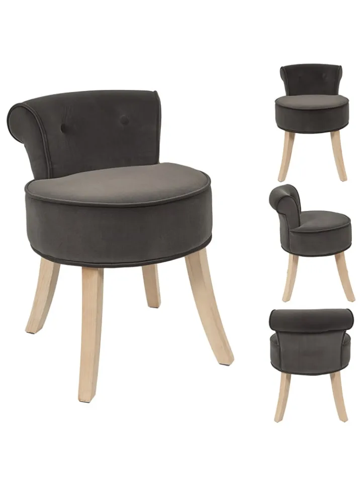 Rétro Chic Sitzmöbel<Hocker "Eleonor" in Anthrazit - (B)49 x (H)58 x (T)47 cm