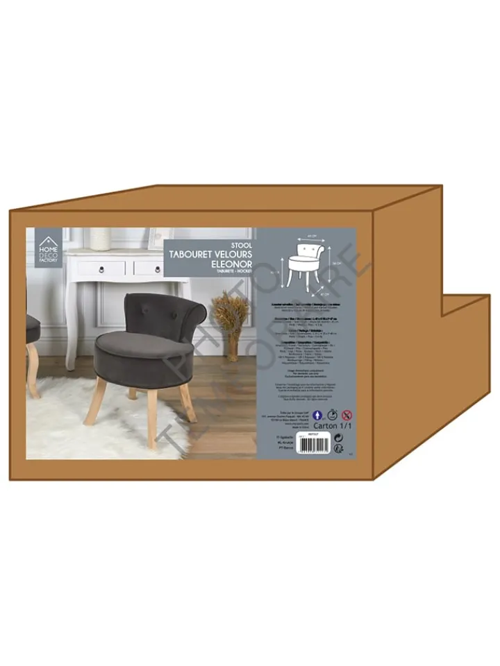 Rétro Chic Sitzmöbel<Hocker "Eleonor" in Anthrazit - (B)49 x (H)58 x (T)47 cm
