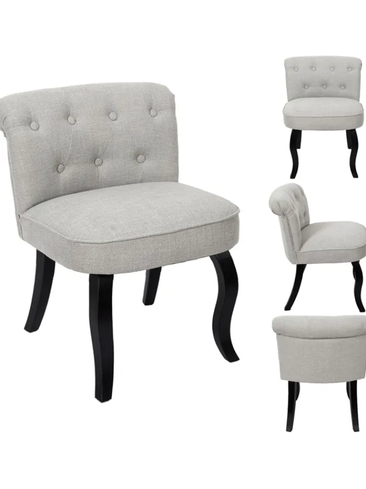 Rétro Chic Sitzmöbel<Hocker "Eleonor" in Grau - (B)60 x (H)68 x (T)54 cm