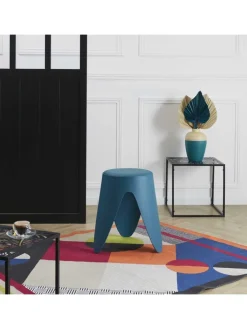 Rétro Chic Sitzmöbel<Hocker ''Eve'' in Dunkelblau - (H)46 - Ø 30 cm