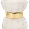 Mauro Ferretti Sitzmöbel<Hocker "Flower" in Weiß/ Gold - (H)44 x Ø 40 cm