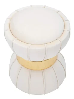 Mauro Ferretti Sitzmöbel<Hocker "Flower" in Weiß/ Gold - (H)44 x Ø 40 cm