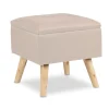 relaxdays Sitzmöbel<Hocker in Beige - (B)40x (H)40 x (T)40 cm