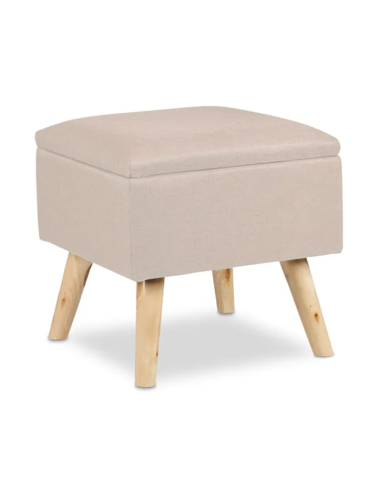 relaxdays Sitzmöbel<Hocker in Beige - (B)40x (H)40 x (T)40 cm