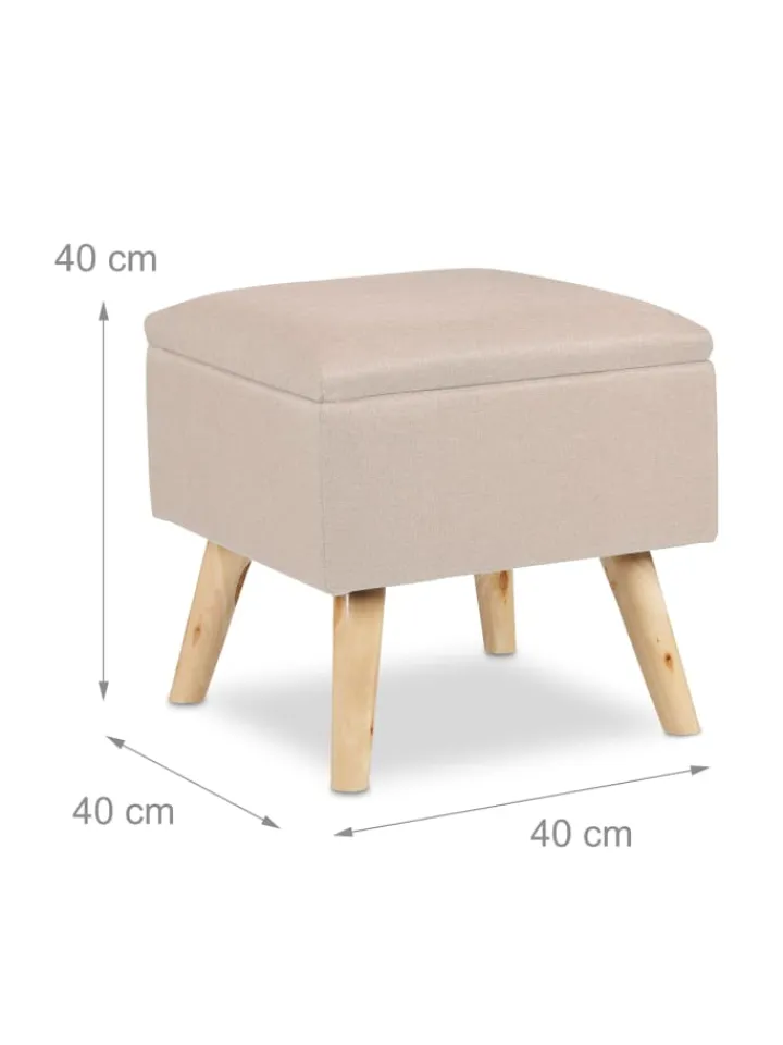 relaxdays Sitzmöbel<Hocker in Beige - (B)40x (H)40 x (T)40 cm