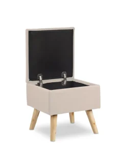 relaxdays Sitzmöbel<Hocker in Beige - (B)40x (H)40 x (T)40 cm