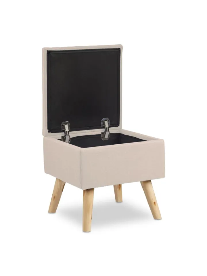 relaxdays Sitzmöbel<Hocker in Beige - (B)40x (H)40 x (T)40 cm