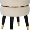 Mauro Ferretti Sitzmöbel<Hocker "Paris" in Schwarz/ Creme - (H)40,5 x Ø 35 cm