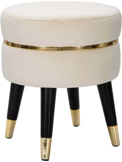 Mauro Ferretti Sitzmöbel<Hocker "Paris" in Schwarz/ Creme - (H)40,5 x Ø 35 cm