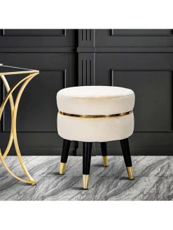 Mauro Ferretti Sitzmöbel<Hocker "Paris" in Schwarz/ Creme - (H)40,5 x Ø 35 cm