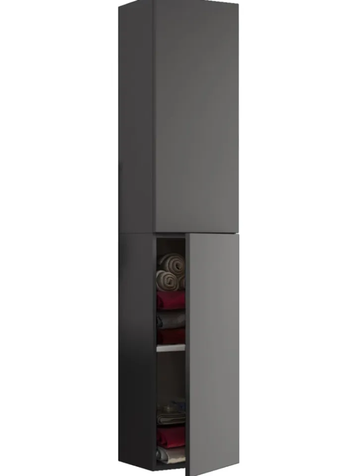 VCM Badezimmermöbel<Holz Badmöbel Bad Hochschrank Badschrank Lendas in Anthrazit