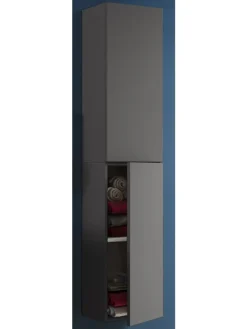 VCM Badezimmermöbel<Holz Badmöbel Bad Hochschrank Badschrank Lendas in Anthrazit