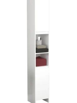 VCM Badezimmermöbel<Holz Badmöbel Badschrank Hochschrank Malira in Weiß