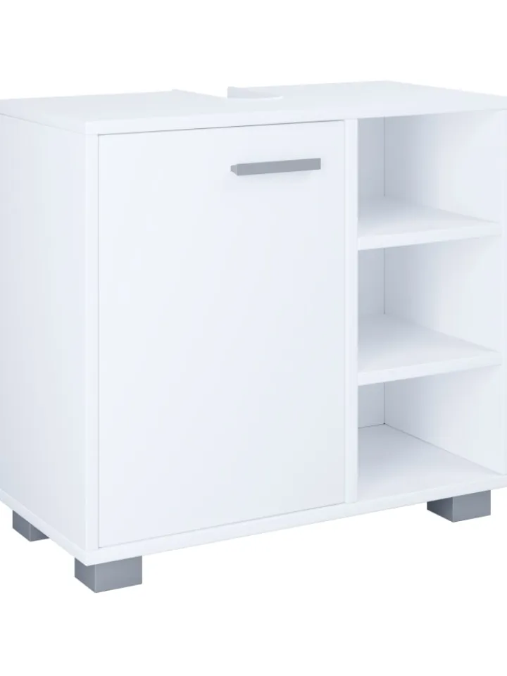 VCM Badmöbel<Holz Badmöbel Badunterschrank Waschbecken Zalo L in Weiß
