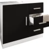 VCM Badezimmermöbel<Holz Badmöbel Badunterschrank Zalo XL Schublade in Weiß / Schwarz