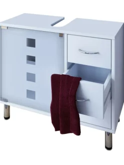 VCM Badezimmermöbel|Badmöbel<Holz Badmöbel Badunterschrank Darola Schublade in Weiß