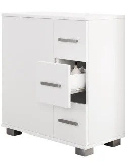 VCM Badezimmermöbel<Holz Badmöbel Midischrank Bad Schublade Zalo in Weiß