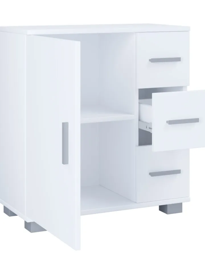 VCM Badezimmermöbel<Holz Badmöbel Midischrank Bad Schublade Zalo in Weiß