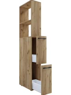 VCM Badmöbel|Badezimmermöbel<Holz Badmöbel Nischenschrank Schublade Sadilo XL in Honig-Eiche