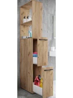 VCM Badmöbel|Badezimmermöbel<Holz Badmöbel Nischenschrank Schublade Sadilo XL in Honig-Eiche