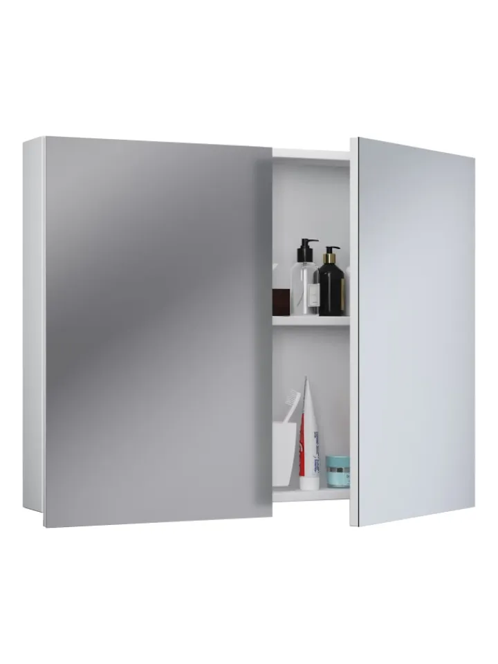 VCM Badezimmermöbel<Holz Badmöbel Spiegelschrank Spiegel Badinos 60 cm in Weiß