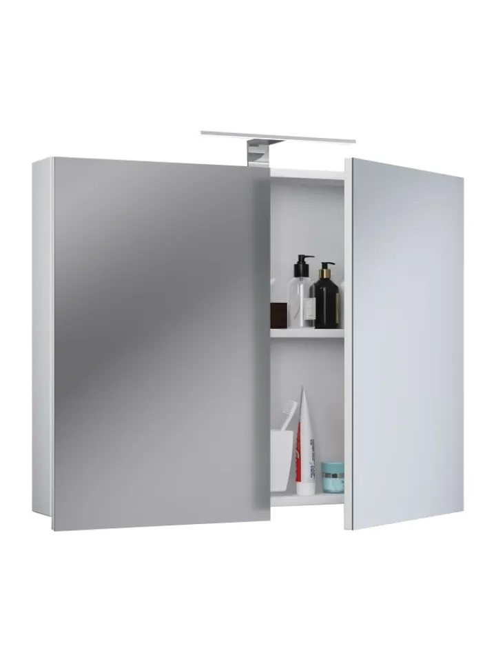 VCM Badezimmermöbel<Holz Badmöbel Spiegelschrank Spiegel Badinos 60 cm in Weiß
