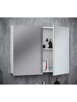 VCM Badezimmermöbel<Holz Badmöbel Spiegelschrank Spiegel Badinos 80 cm in Weiß