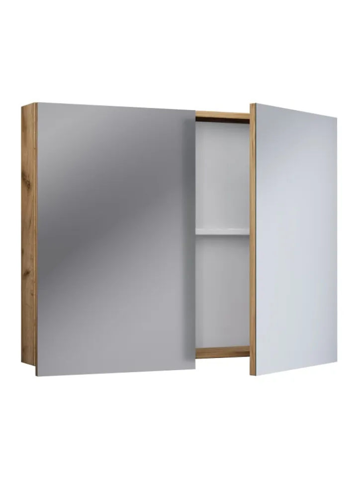 VCM Badmöbel|Badezimmermöbel<Holz Badmöbel Spiegelschrank Spiegel Badinos 80 cm in Honig-Eiche