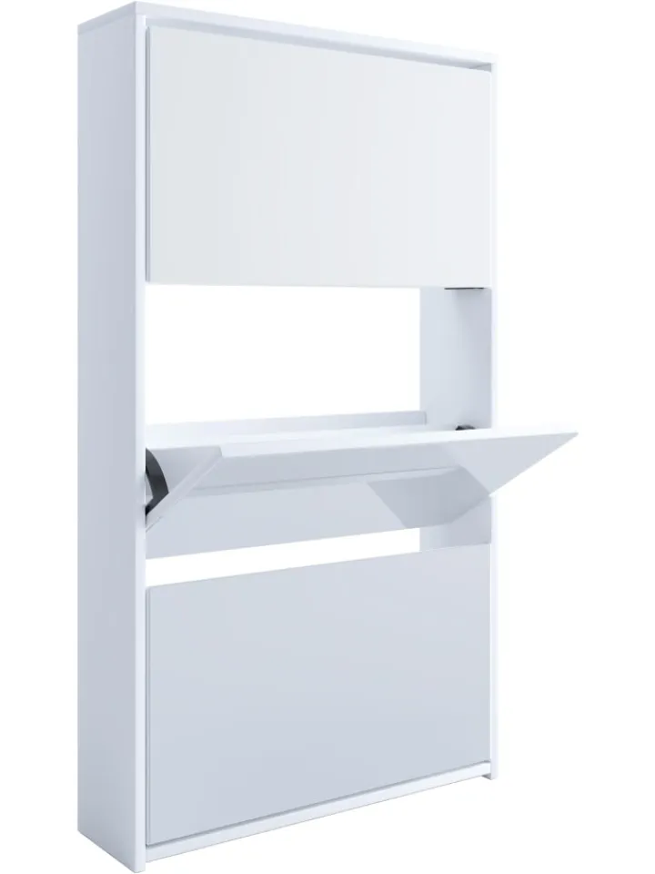 VCM Garderoben<Holz Schuhschrank Schuhkipper Spiegel Stido XL in Weiß