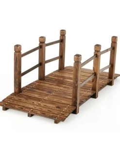COSTWAY Gartendekoration<Holzbrücke 150x67x55 cm in Braun