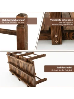 COSTWAY Gartendekoration<Holzbrücke 150x67x55 cm in Braun