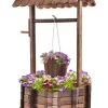 COSTWAY Gartendekoration<Holzbrunnen mit Dach in Braun