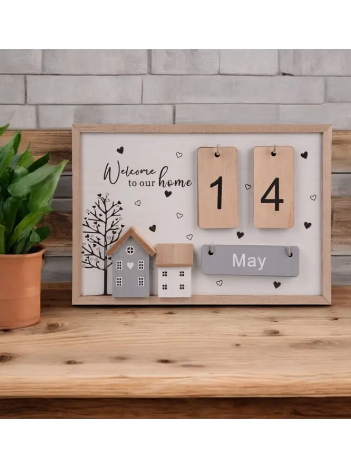 UNUS Wanddekoration<Holzkalender Tageszähler in Natur