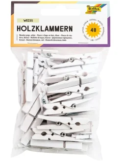 folia PAPER Kreativbedarf & Do-It-Yourself<Holzklammern in Weiß - 48 Stück