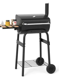 COSTWAY Grillen<Holzkohlegrill Grillwagen 84,5 x 49 x 110,5 cm in Schwarz