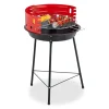relaxdays Grillen<Holzkohlegrill in Schwarz/ Rot - Ø 37 cm