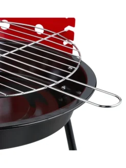 relaxdays Grillen<Holzkohlegrill in Schwarz/ Rot - Ø 37 cm